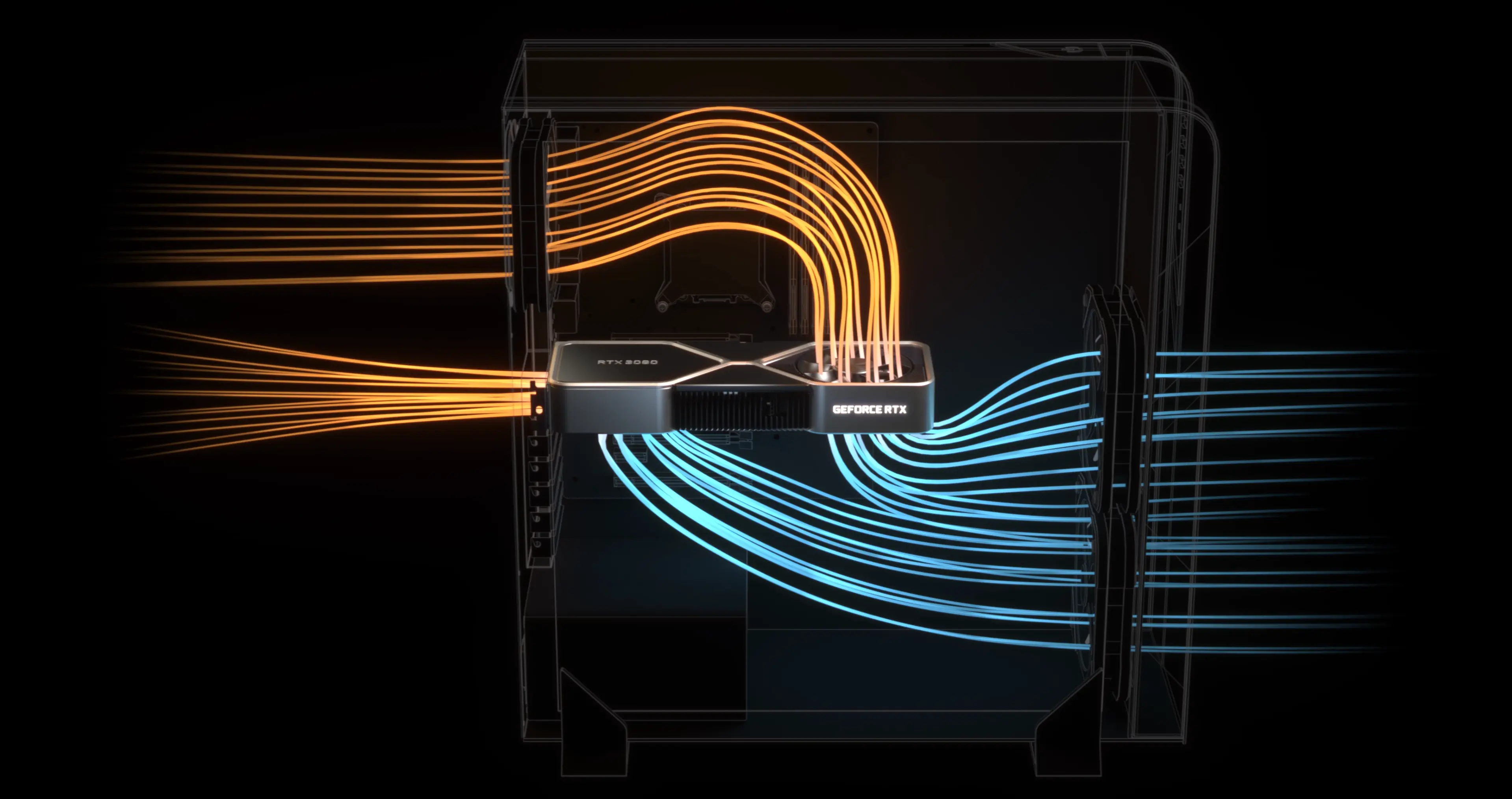 NVIDIA dual-axial flow-through 散熱原理示意
